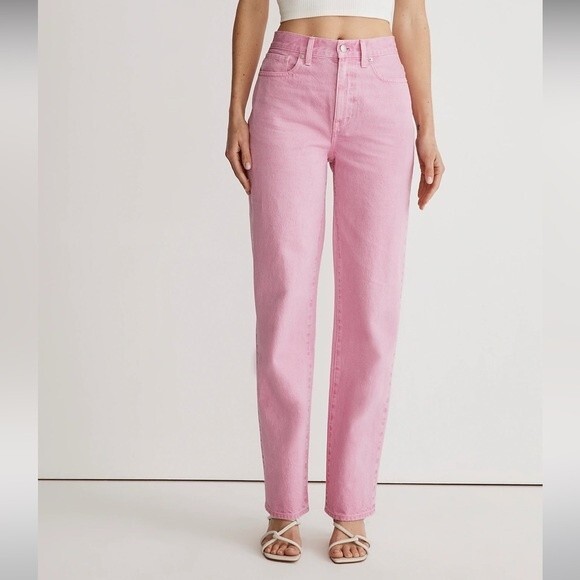 Madewell Baggy Straight Jeans Garment-Dyed Edition Size 31 Retro Pink High Rise - Picture 1 of 12